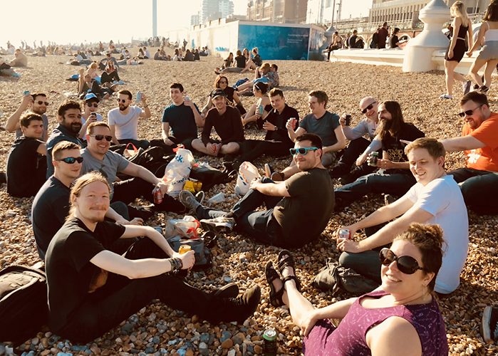 Team meeting on the beach